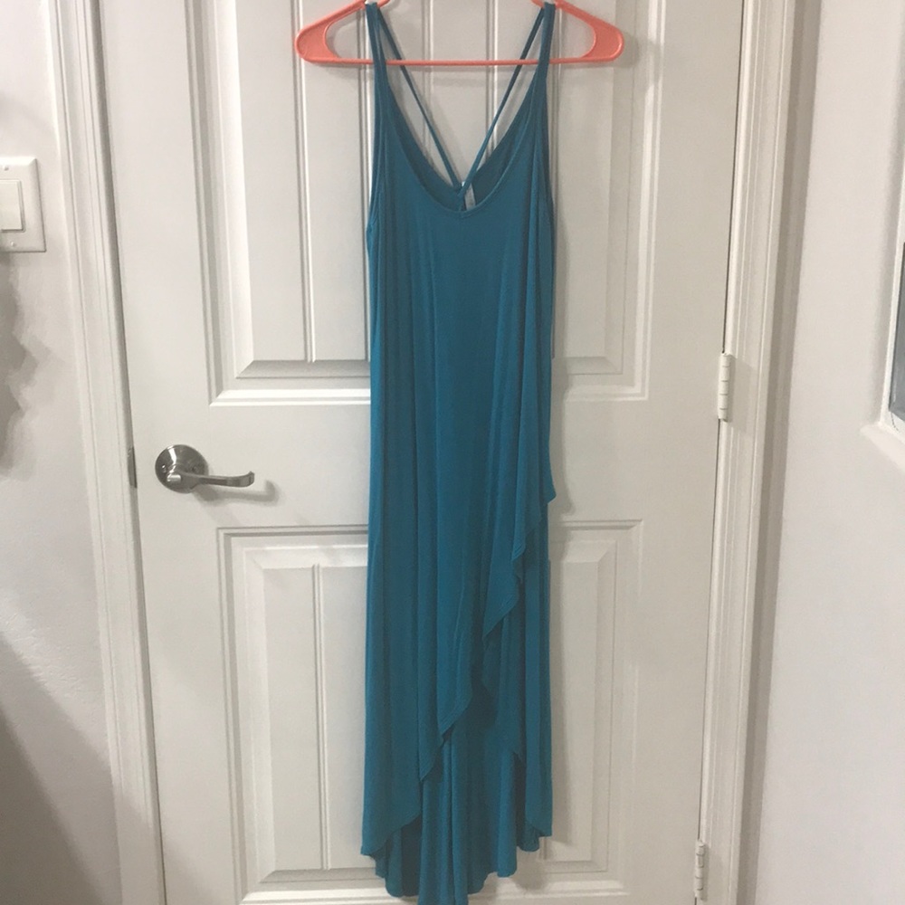 Strapped hi-low cotton dress